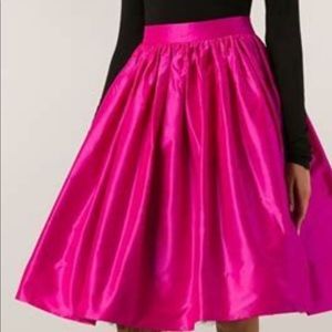 BCBG Hot Pink Fuschia 💯 Silk Taffeta Runway Skirt Valentino Look Ribbon Belt 💕